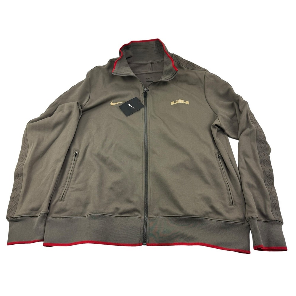 NWT Nike X Lebron‎ Brown & Red Polyester Cotton Full Zip Warm-Up Jacket Size 2XL